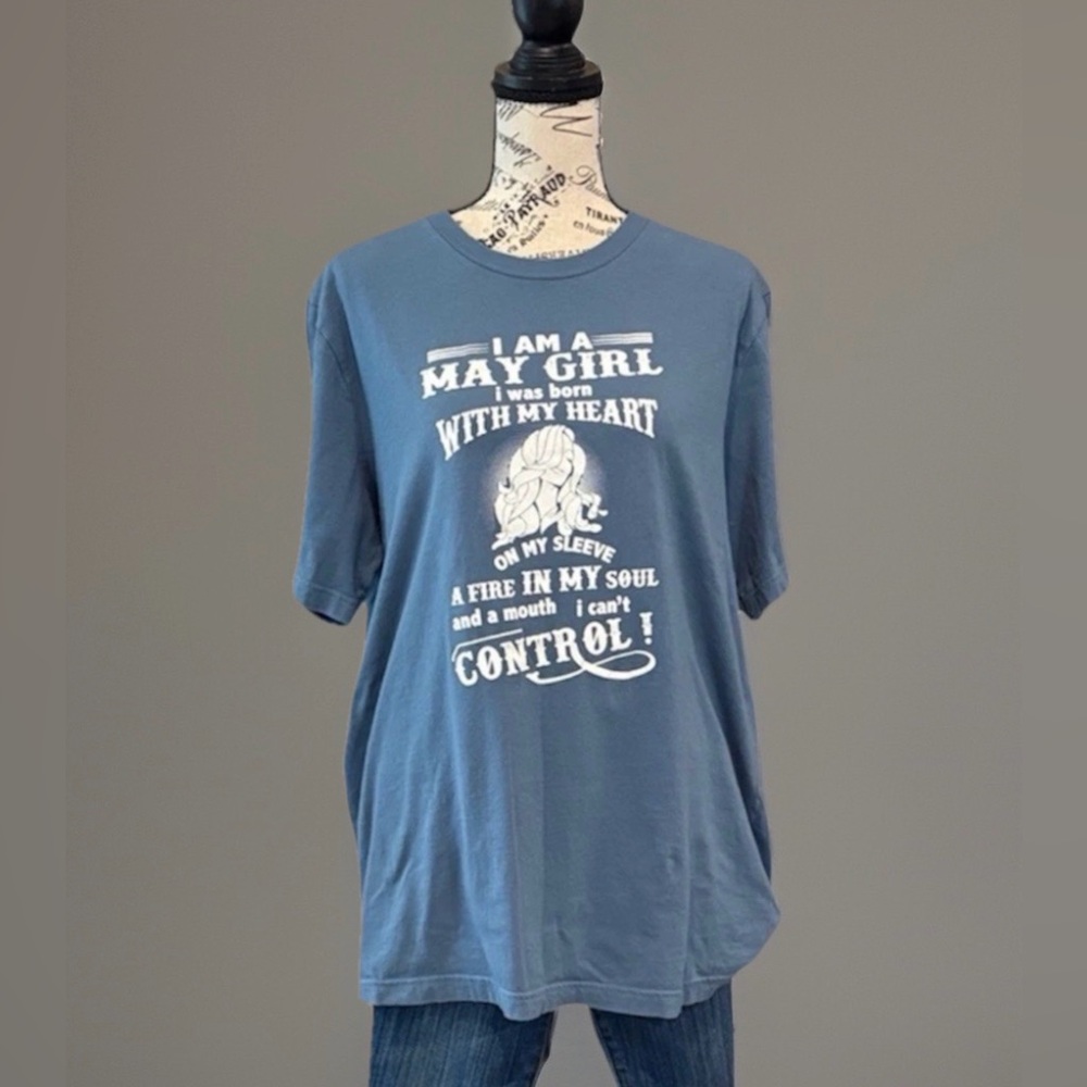 BELLA+CANVAS “May Girl” blue short sleeve crew neck T-Shirt Sz XL